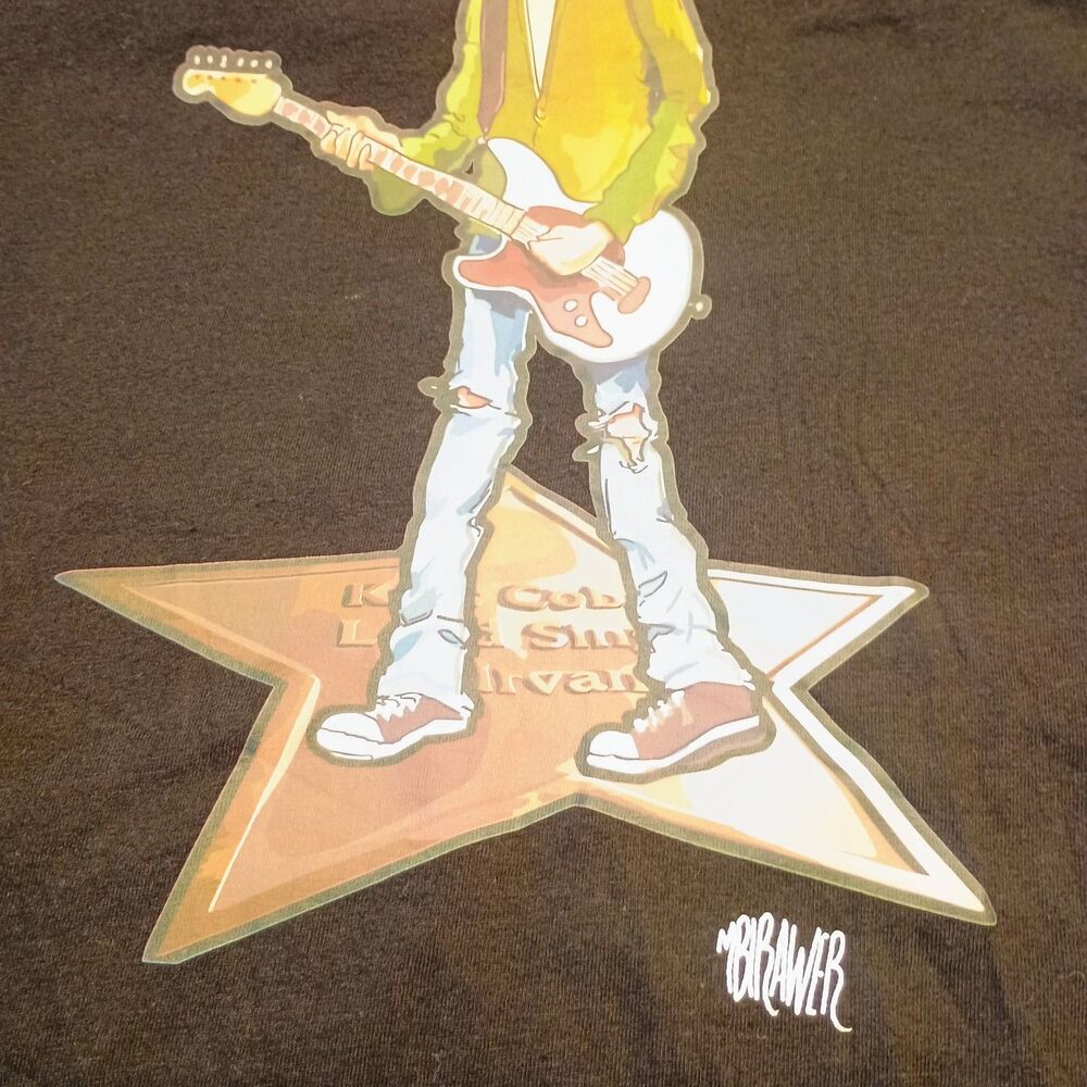 NWT The Grunge Guy Kurt Cobain Unisex Black Short Sleeve T-Shirt Large - Picture 4 of 10